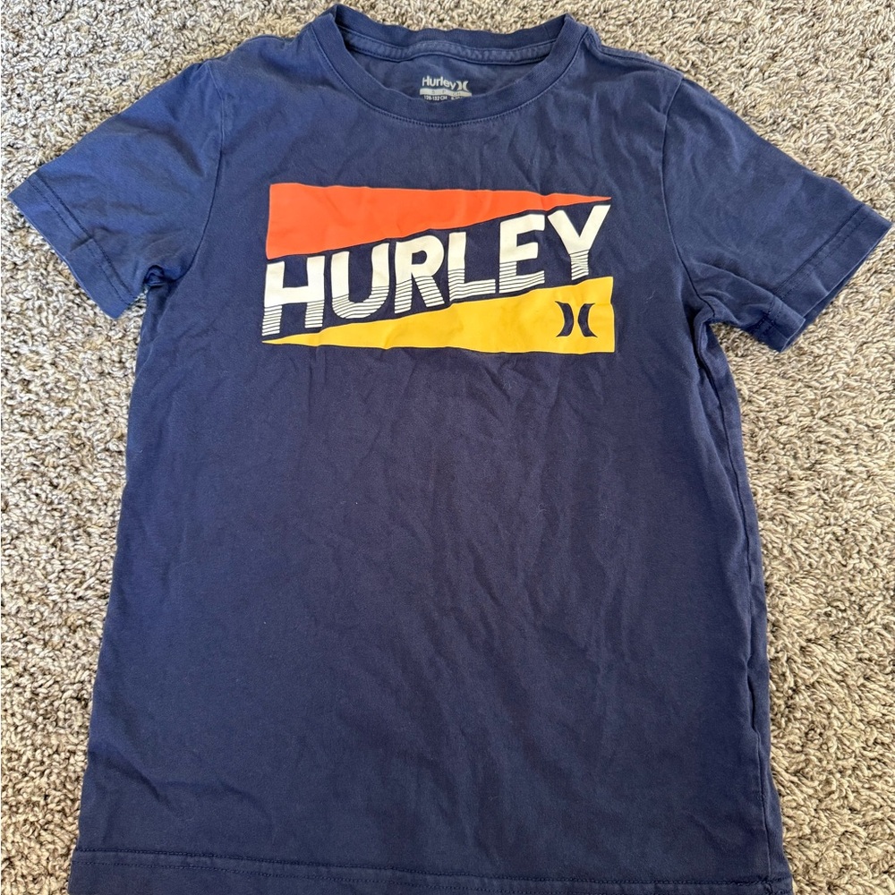 Hurley Kids Blue Tee with Orange and Yellow Graphic